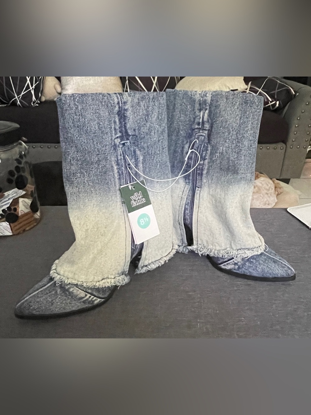 wild fable Ombre Denim Pointed Ankle Boots - Blue & Light Blue